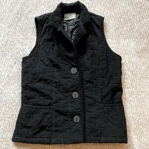 Habitat Quilted Corduroy Vest Black Soft Classic Fall Layer 100% Cotton Small